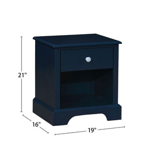 English Elm Wooden Nightstand With Open Shelf - Stylish Blue Finish & Sturdy Design For Modern Bedrooms B016P251389-GIGA