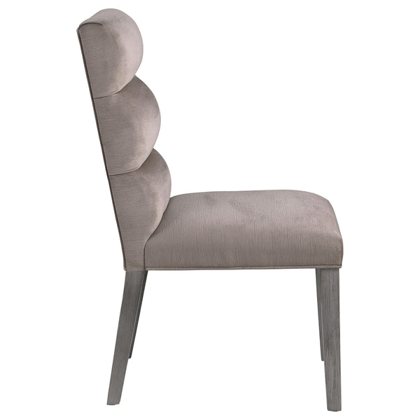 English Elm Highmore Stone Velvet Upholstered Dining Side Chair with Tufted Foam Back and Cool Gray Legs - Set of 2 taupe B062P299896