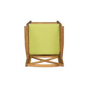 English Elm Christopher Knight Home® - PERLA Acacia Wood Outdoor Barstool Set of 2 with Water-Resistant Cushions, Cross-Back Farmhouse Charm Green 63748.00GRN
