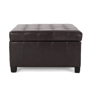 English Elm Upholstered Tufted Pu Leather Ottoman with Hidden Storage for Living Room Seating N757P377356R