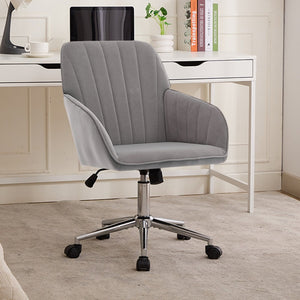 English Elm Ty Ergonomic Swivel Office Chair - Luxurious Gray Velvet, Memory Foam Comfort For Extended Sitting W2311P199108-GIGA