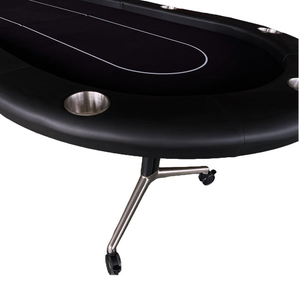 English Elm Ino Foldable 94 Inch Oval Poker Table Seats 10 with Felt Surface and Cup Holders W2748P321633