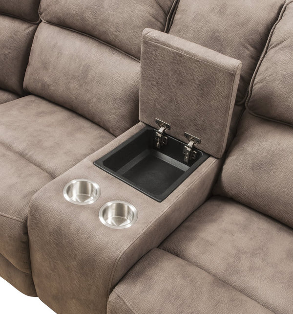 English Elm Olwen Mocha Nubuck Power Sectional Sofa with USB Ports, Reversible Console, Cup Holders, Storage B2726S00120