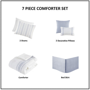 English Elm 6 Piece Cotton Jacquard Oversized Comforter Set - Luxurious Bedding With Decorative Pillows & Bedskirt B035P280376