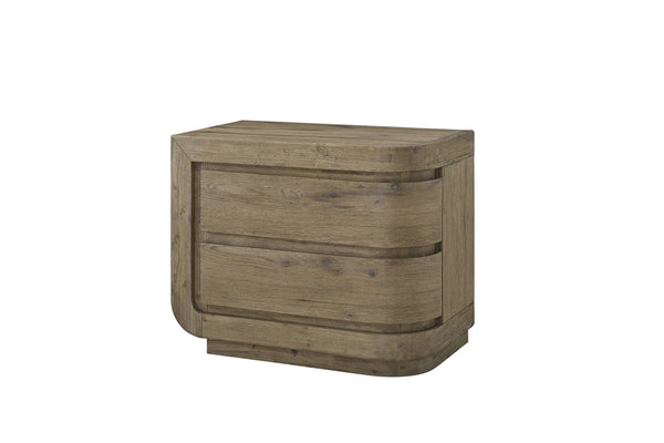 English Elm Left Nightstand English Knotty Oak Veneer Solid Wood Nightstand with USB, Felt & Cedar Drawers B2699P409528