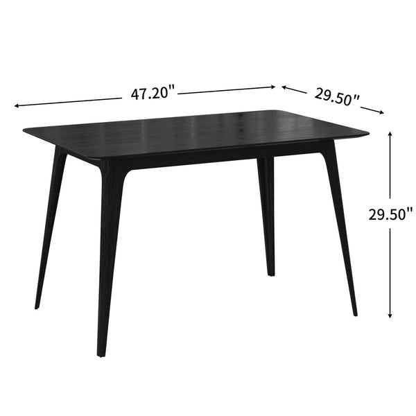 English Elm [video] Mid-century Modern Dining Table Rubberwood Splayed Legs Faux Grain Top Seats Four N759P222557B