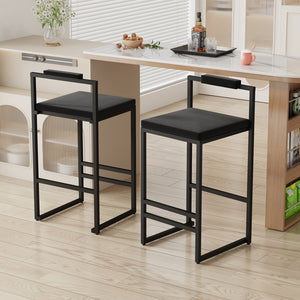 English Elm Modern Velvet Upholstered Bar Stools Set Of 2 - Stylish Counter Height Chairs With Footrest & Support W1757P310422
