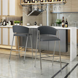 Christopher Knight Home® - Noble House - Marlon Modern Grey Leather 28.25 Inch Barstool - Set of 2