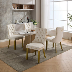 English Elm A&a Velvet Tufted Dining Chairs with Nailhead Trim Solid Wood Tapered Legs Set of 2 W1143P179487