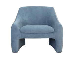 Sunpan NEVAEH Lounge Chair – Plush Mid-Century Elegance in French Blue “Danny Iceberg” Fabric 109586V