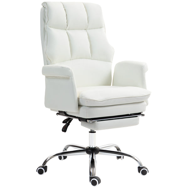 English Elm Homcom Executive Office Chair - Ergonomic Pu Leather Desk Chair With Footrest, Recline & Swivel W2225P250010