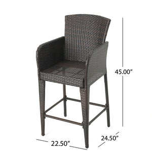 English Elm Anaya Outdoor Pe Wicker Barstools Set of Two with Iron Frame for Patio Bar N758P391474D