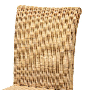 English Elm Modern Rattan Woven Mahogany Dining Chair Bohemian Tall Backrest Organic Style B2750P470071