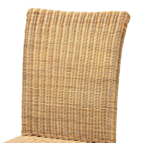 English Elm Modern Rattan Woven Mahogany Dining Chair Bohemian Tall Backrest Organic Style B2750P470071