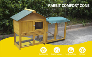 English Elm 45 Inch Solid Wood Outdoor Dog House with Elevated Floor and Waterproof Insulated Roof W1431P388037