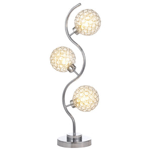 English Elm Vandy Chrome Sculptural Three Light Table Lamp with Crystal Orb Shades for Glam Interiors B062P440080