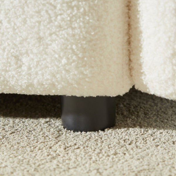 English Elm 1 Seater Modern Lounge Chair Sofa with Teddy Fleece, Wooden Frame, 7 Cushions, Sturdy 250lb Seats Beige W1193S00166