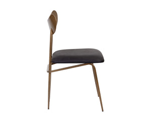 Sunpan Gibbons Dining Chair - Unique Mid-Century Modern Design with Handcrafted Leather and Iron Frame Antique Brass / Charcoal Black Leather