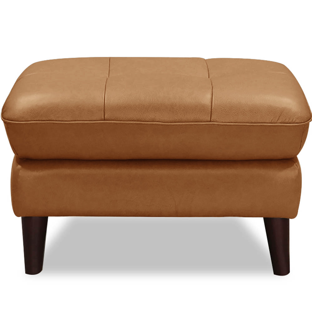 English Elm Solana Leather Ottoman with Top-Grain Seating, Pocket Coil Comfort, Kiln-Dried Wood Frame for Durability Brown B2705P338095