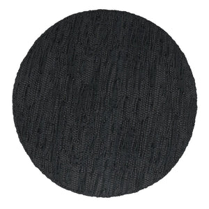 English Elm Fredrik Round Buffalo Leather Pouf Bohemian Footrest or Extra Seat for Living Room B136P427588