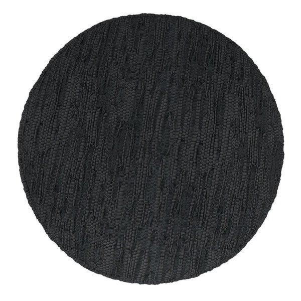 English Elm Fredrik Round Buffalo Leather Pouf Bohemian Footrest or Extra Seat for Living Room B136P427588