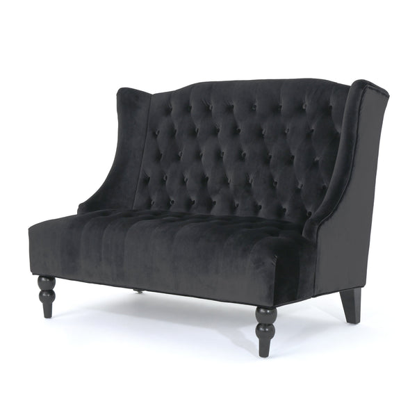 English Elm Christopher Knight Home® - LOVESEAT wingback velvet button-tufted diamond stitch loveseat with plush comfort and durable sheen Black 61186.00NVLTBLK