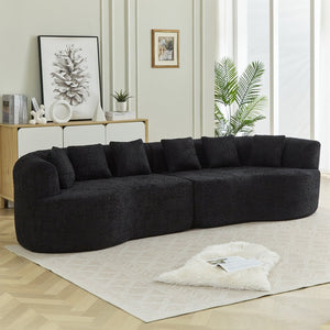 English Elm Curved Chenille Sectional Sofa Oversized Four Seat Cloud Foam Living Room Lounge W3505P355584