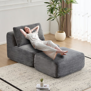English Elm Modern Modular Memory Foam Sofa - Pet-Friendly, Stylish Chaise Longue With Movable Ottoman In Grey W3723P346962
