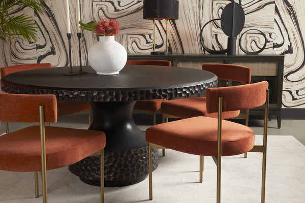 Sunpan Seneca Dining Chair Set of 2 - Modern Open Back Design with Stylish Steel Frame for Contemporary Homes Antique Brass / Danny Rust