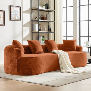English Elm Curved Chenille Loveseat with Memory Foam Cushions for Compact Living Spaces Orange W2915S00084