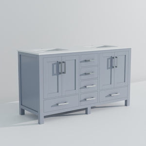 English Elm Dark Grey Double Bath Vanity 60” W X 22” D With Durable White Quartz Top & Ample Storage Options B2731P258881