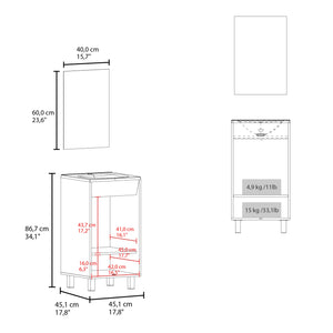 English Elm Saratoga Space-Saving Bathroom Cabinet with 2 Soft-Close Doors, White Melamine, Scratch-Resistant Finish B128P314812