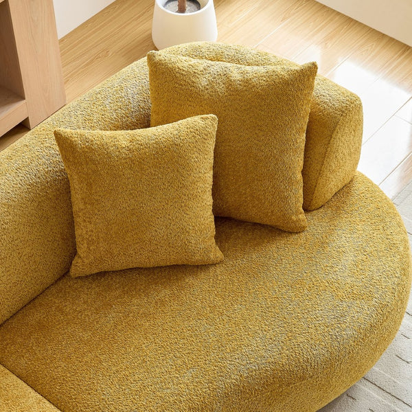 English Elm 102.36 Inch Curved Boucle Sectional Sofa Four Seat Mid Century Modern Living Room W2582S00179