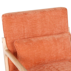 English Elm Mid Century Modern Accent Chair Rubberwood Frame with Lumbar Pillow for Living Room W2989P426392