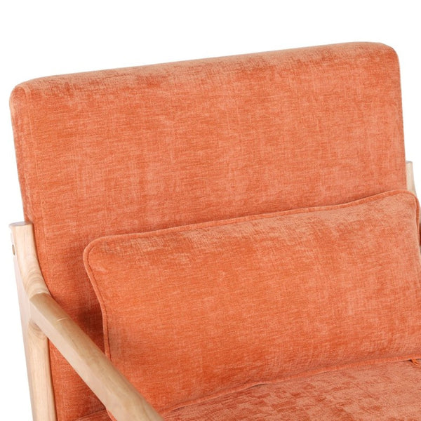 English Elm Mid Century Modern Accent Chair Rubberwood Frame with Lumbar Pillow for Living Room W2989P426392