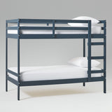 Simple Solid Wood Twin Over Twin Bunk Bed Midnight Navy SOPB3HMNWP Walker Edison