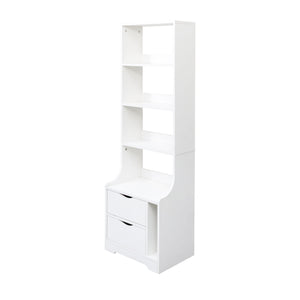English Elm Night Multi-Function Nightstand with 2 Drawers and 4-Tier Bookshelf Vertical Space Saver White W331P248062