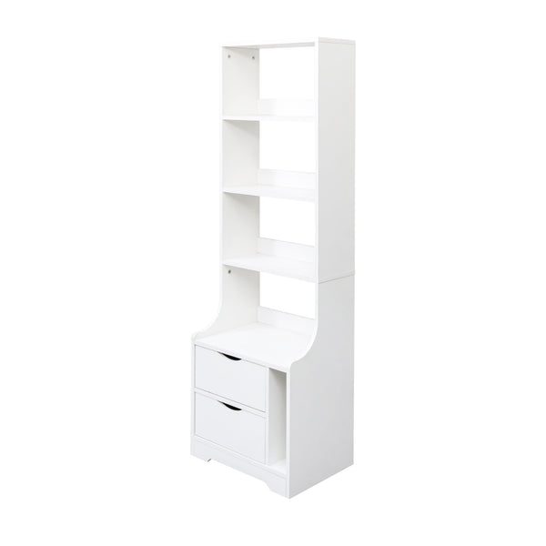 English Elm Night Multi-Function Nightstand with 2 Drawers and 4-Tier Bookshelf Vertical Space Saver White W331P248062
