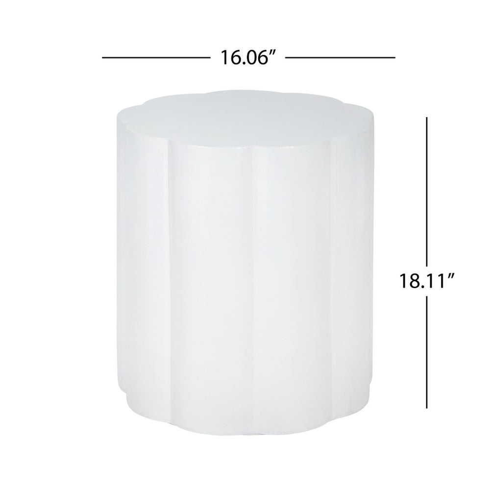 English Elm High-gloss Sculptural Outdoor Side Table Mgo Weather Resistant Patio Accent White N768P371797W