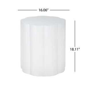 English Elm High-gloss Sculptural Outdoor Side Table Mgo Weather Resistant Patio Accent White N768P371797W