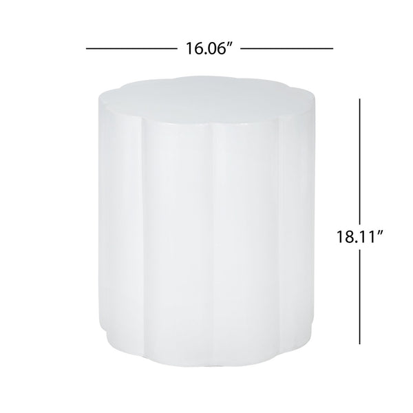 English Elm High-gloss Sculptural Outdoor Side Table Mgo Weather Resistant Patio Accent White N768P371797W