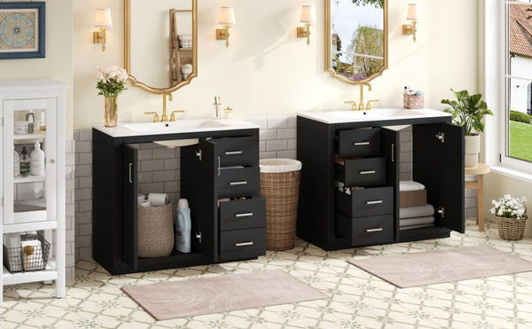 English Elm 72'' Bathroom Vanity Set With Soft-Close Drawers, Elegant Ceramic Sink & Ample Storage Solutions N710SS00013B