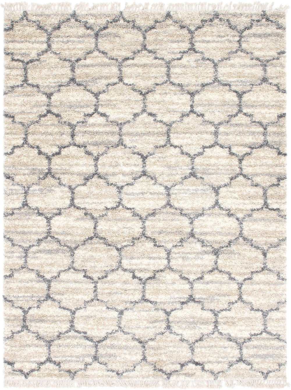 Unique Loom Hygge Shag Trellis Machine Made Trellis Rug Beige, Gray/Ivory 9' 0" x 12' 2"
