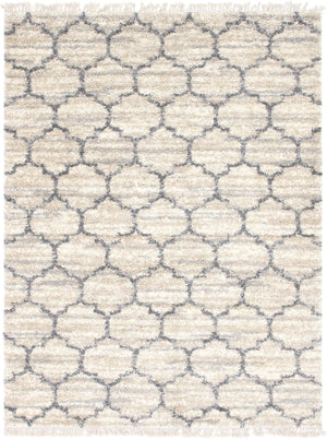 Unique Loom Hygge Shag Trellis Machine Made Trellis Rug Beige, Gray/Ivory 9' 0" x 12' 2"