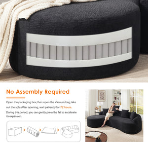 English Elm Compression L-Shape Sectional Sofa with Curved Chaise — Black Chenille Modular Sleeper, 30D Foam Comfort W2231S00043