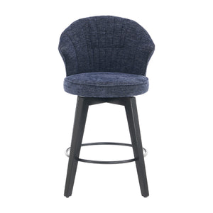 English Elm 008-Wing Upholstered Swivel Counter Stools Set of 2 with Solid Wood Legs, Chenille Comfort & 250lb Capacity Blue W2636P239837