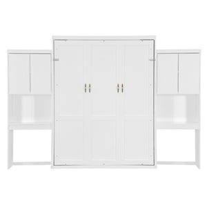 English Elm Queen Size Murphy Bed With Integrated Desk, Vanity & Storage Cabinets For Versatile Living Spaces N820S10057K-GIGA