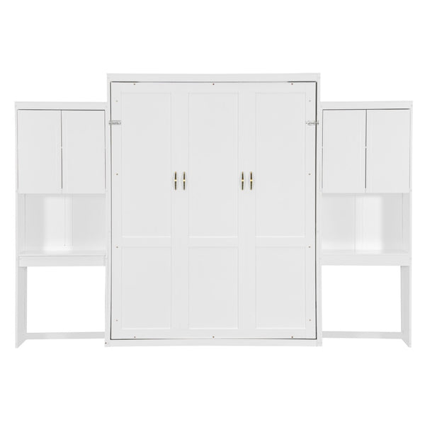 English Elm Queen Size Murphy Bed With Integrated Desk, Vanity & Storage Cabinets For Versatile Living Spaces N820S10057K-GIGA