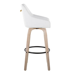 English Elm 30" Swivel Barstools Set of 2 Whitewashed Wood Faux Leather Gold Frame Counter Height B202S01922