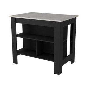 English Elm Brooklyn Kitchen Island with Spacious Top, Three Concealed Shelves, Legroom for Stool, Multicolor B128P148877